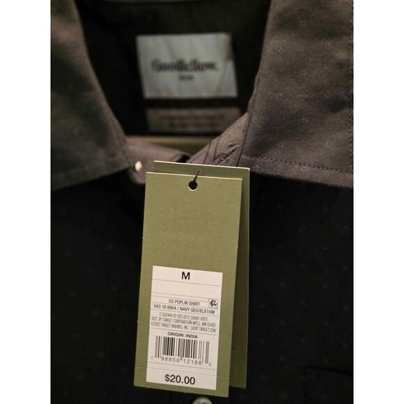 Goodfellow & Co Men’s Short Sleeve Button-Down Shirt – Navy Microprint Medium - Picture 3 of 4